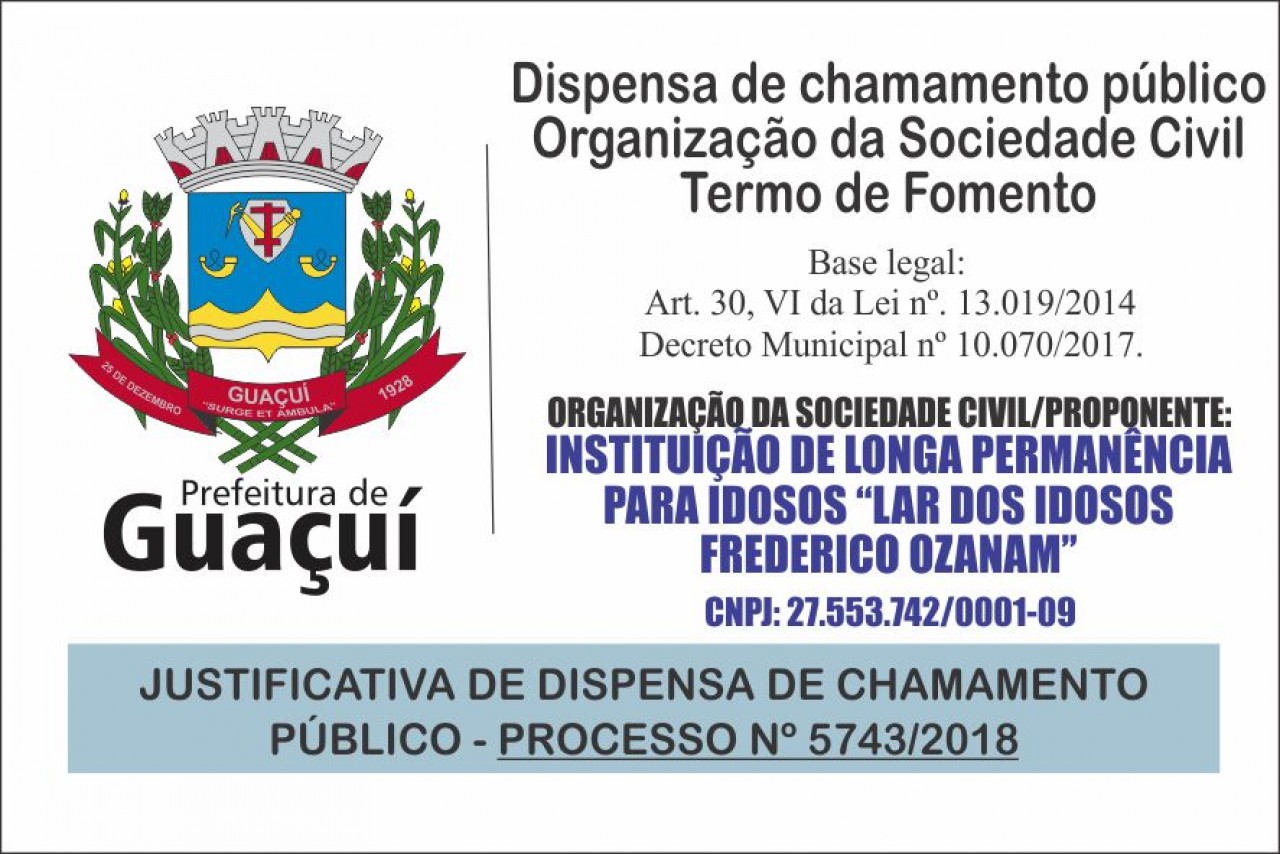 Justificativa de Inexigibilidade de Chamamento Público Lar dos Idosos "Frederico Ozanam"