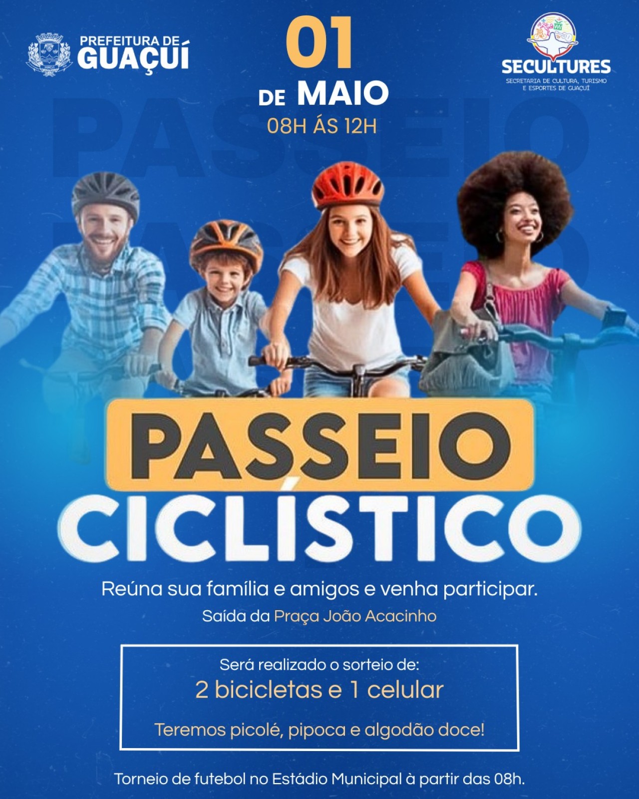 GUAÇUÍ PROMOVE PASSEIO CICLÍSTICO NO FERIADO DE 1º DE MAIO GUAÇUÍ PROMOVE PASSEIO CICLÍSTICO NO FERIADO DE 1º DE MAIO