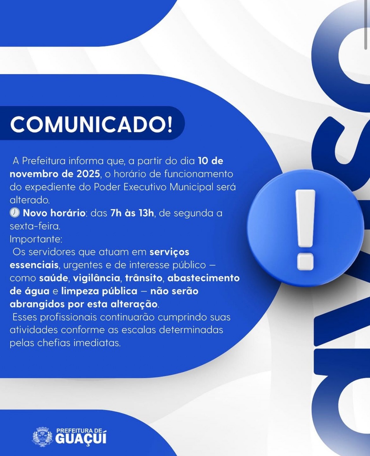 NOVO HORÁRIO DE FUNCIONAMENTO DO PODER EXECUTIVO MUNICIPAL NOVO HORÁRIO DE FUNCIONAMENTO DO PODER EXECUTIVO MUNICIPAL