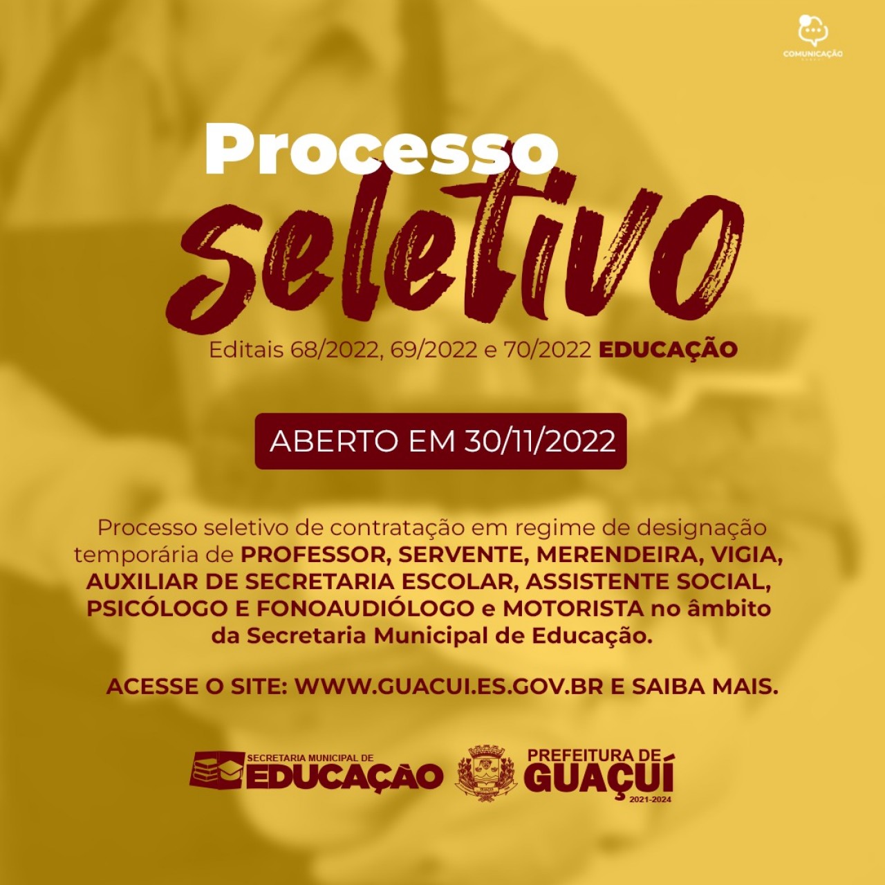 SECRETARIA DE EDUCAÇÃO ABRE PROCESSOS SELETIVOS PARA VAGAS TEMPORÁRIAS SECRETARIA DE EDUCAÇÃO ABRE PROCESSOS SELETIVOS PARA VAGAS TEMPORÁRIAS