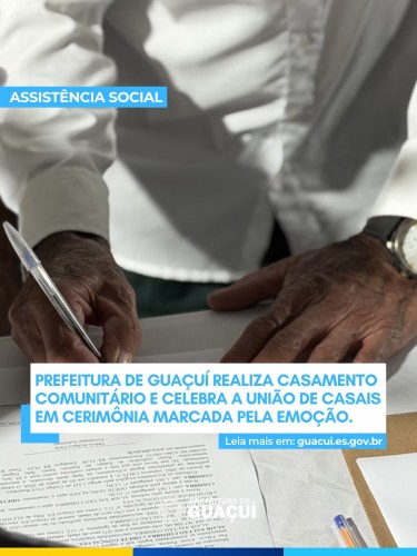 Prefeitura de Guaçuí realiza Casamento Comunitário e celebra a união de casais em cerimônia emocionante Prefeitura de Guaçuí realiza Casamento Comunitário e celebra a união de casais em cerimônia emocionante